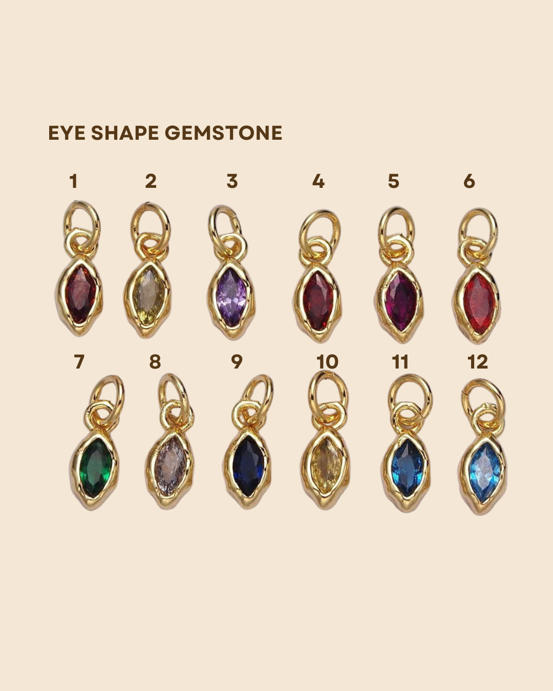 Eye shape gemstone Lockets