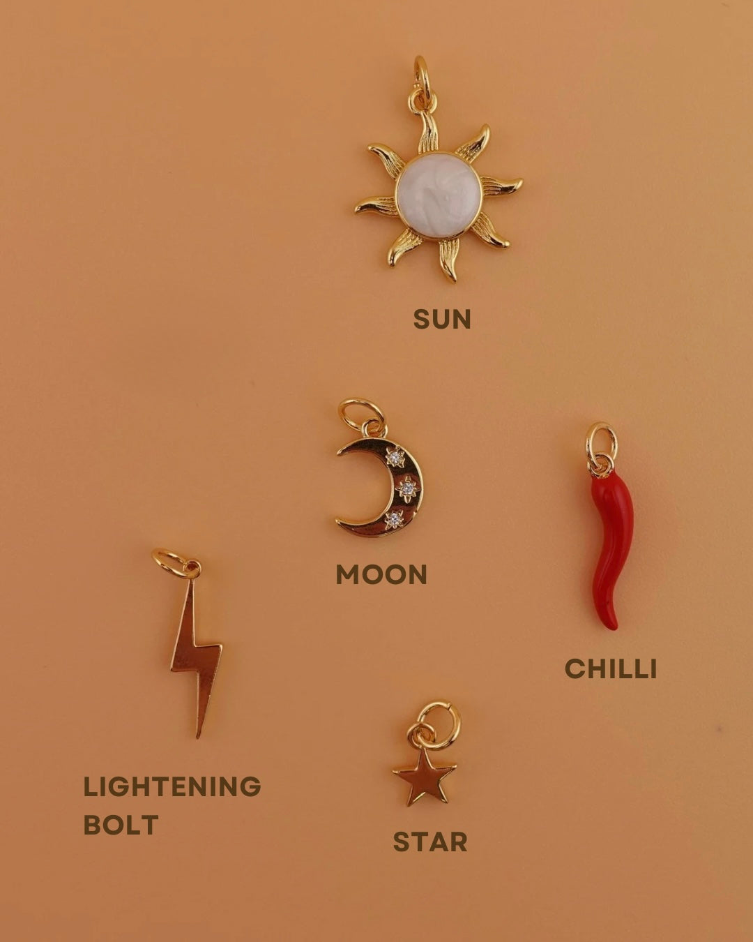 Locket in Shapes Sun, Moon, Star Bolt, and Chilli